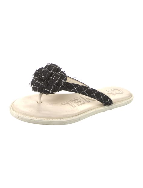 chanel tweed bastl flip flops|chanel suede sandals.